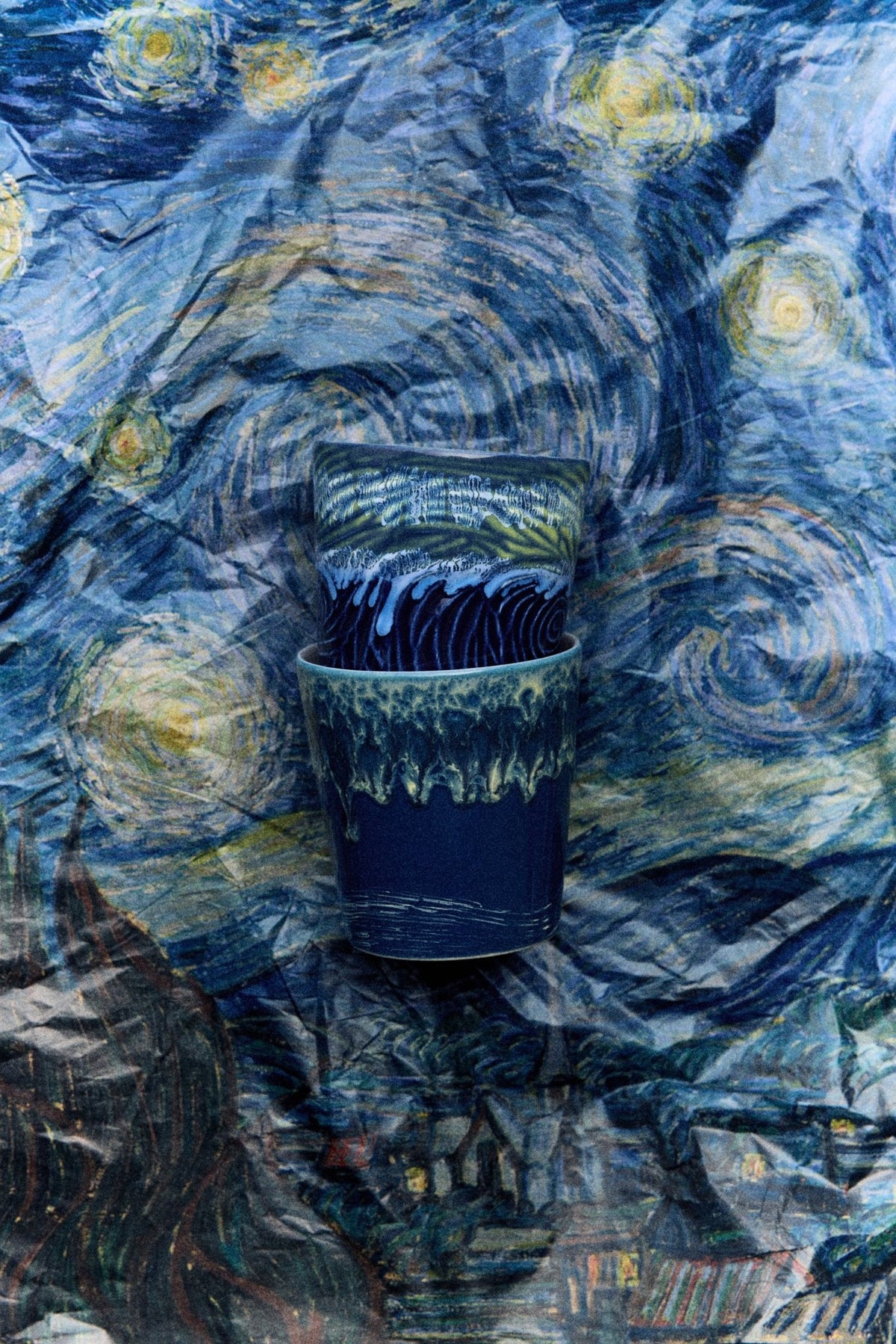 70s ceramics: Van Gogh coffee mugs starry night (set of 2) - Urban nest