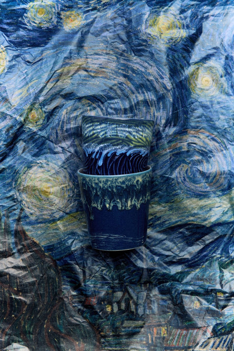 70s ceramics: Van Gogh coffee mugs starry night (set of 2) - Urban nest