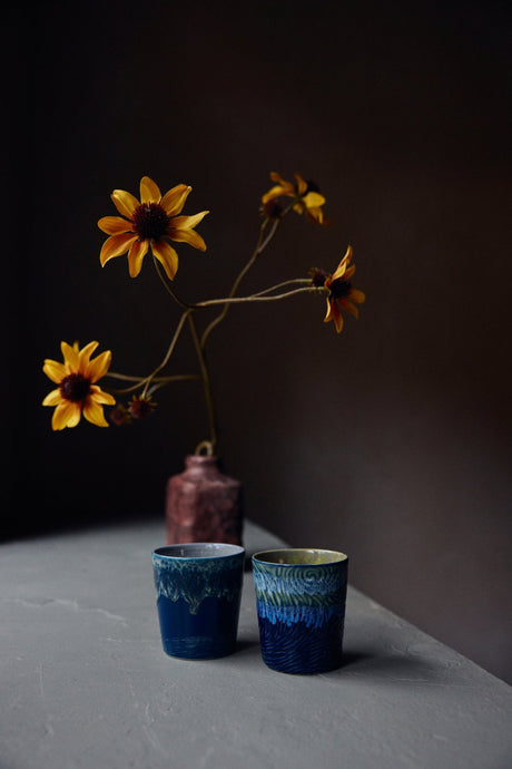 70s ceramics: Van Gogh coffee mugs starry night (set of 2) - Urban nest