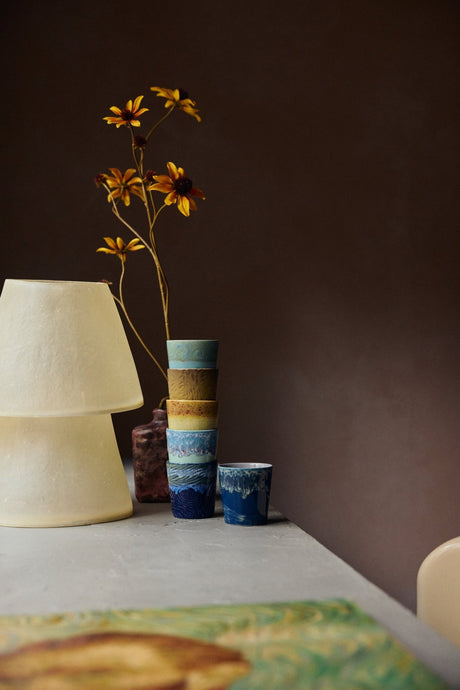 70s ceramics: Van Gogh coffee mugs starry night (set of 2) - Urban nest