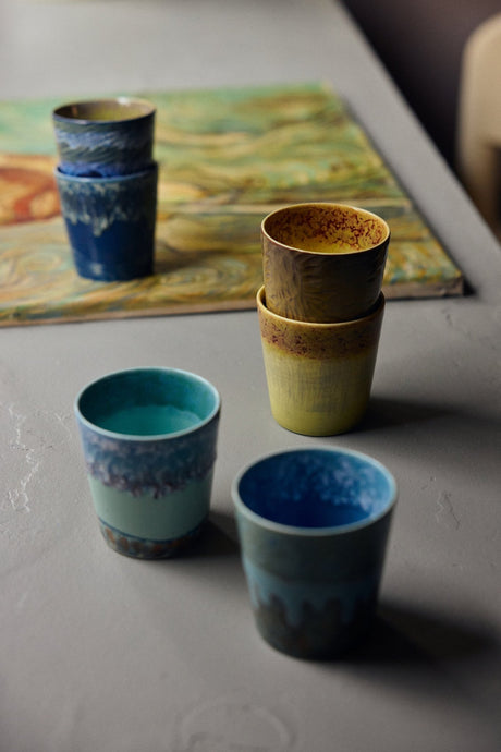 70s ceramics: Van Gogh coffee mugs sunflowers (set of 2) - Urban nest
