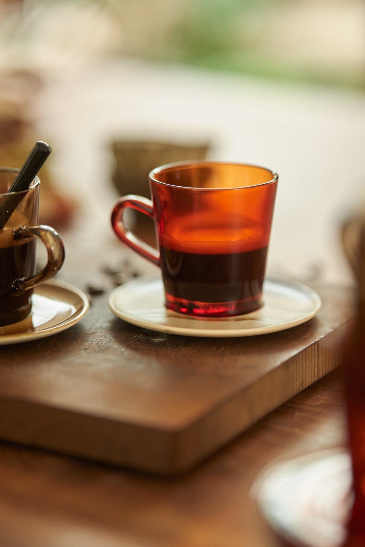 70s Glassware: coffee cups amber brown (set of 4) - Urban nest