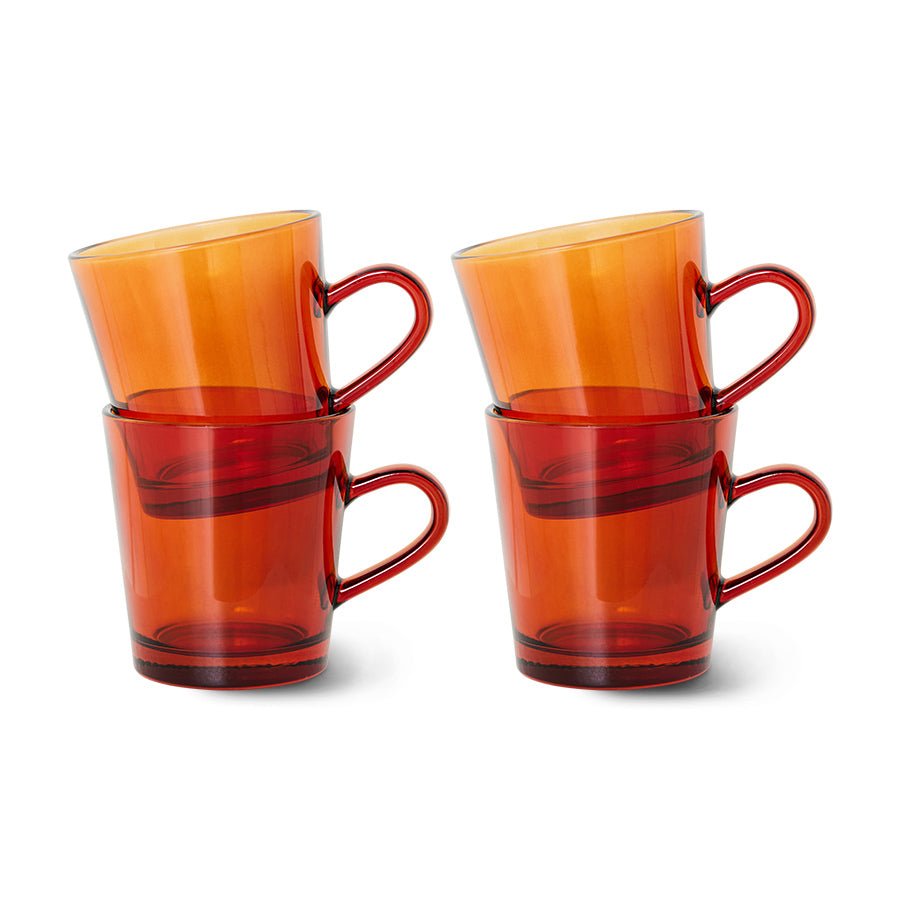 70s Glassware: coffee cups amber brown (set of 4) - Urban nest
