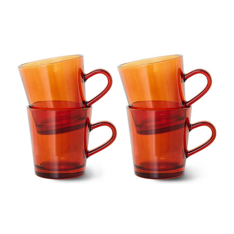 70s Glassware: coffee cups amber brown (set of 4) - Urban nest