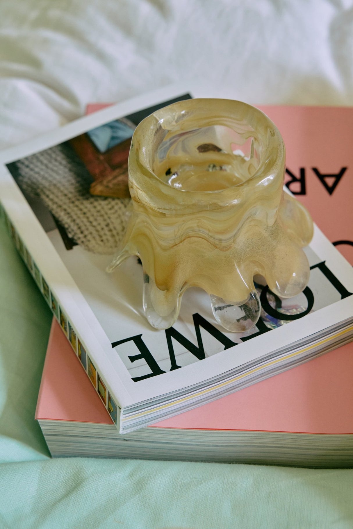 Candle holder - low, cream - Urban nest