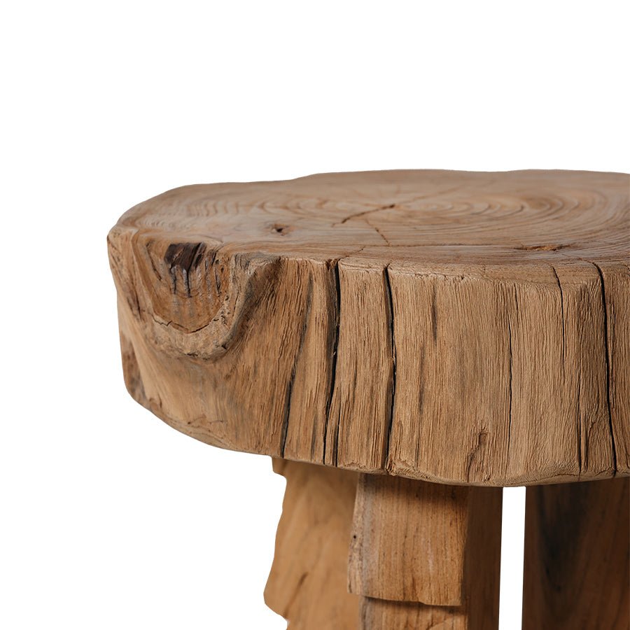 Carved wooden stool - Urban nest