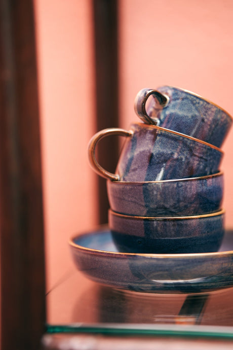 Chef ceramics: cup and saucer - rustic blue - Urban nest
