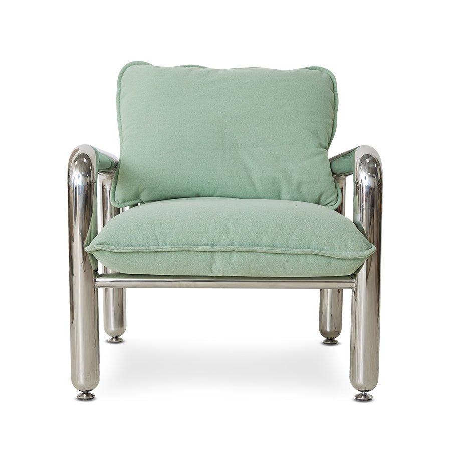 Chrome lounge armchair - canvas mint - Urban nest