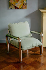 Chrome lounge armchair - canvas mint - Urban nest