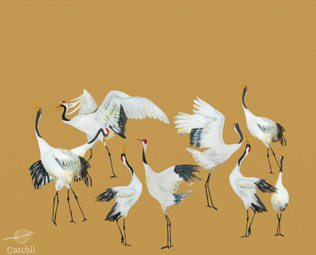 Crane dance wallpaper - Urban nest