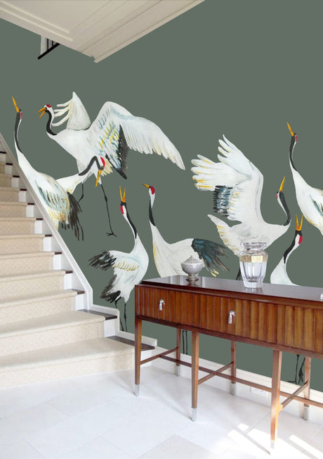 Crane dance wallpaper - Urban nest