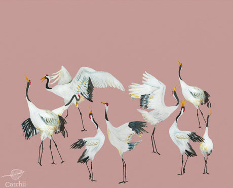 Crane dance wallpaper - Urban nest