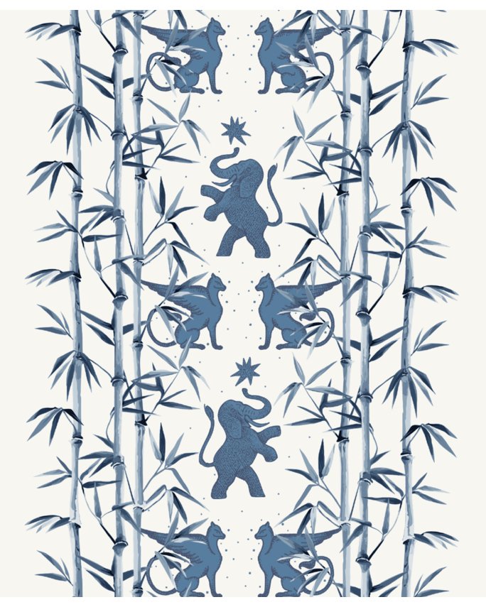 Eclectic bamboo blue wallpaper - Urban nest