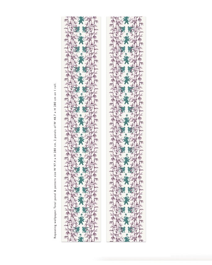 Eclectic bamboo purple turquoise wallpaper - Urban nest