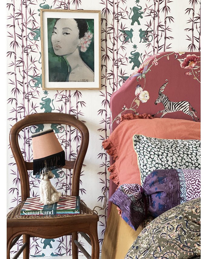 Eclectic bamboo purple turquoise wallpaper - Urban nest