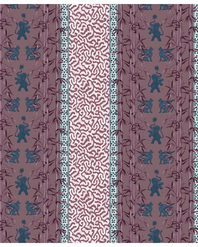 Eclectic bamboo ribbon burgundy wallpaper - Urban nest