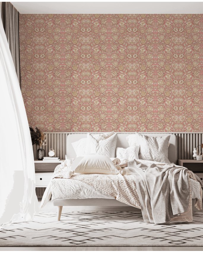 Indian flower pink wallpaper - Urban nest