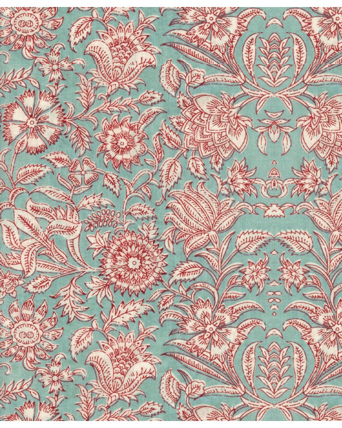 Indian flower turquoise wallpaper - Urban nest