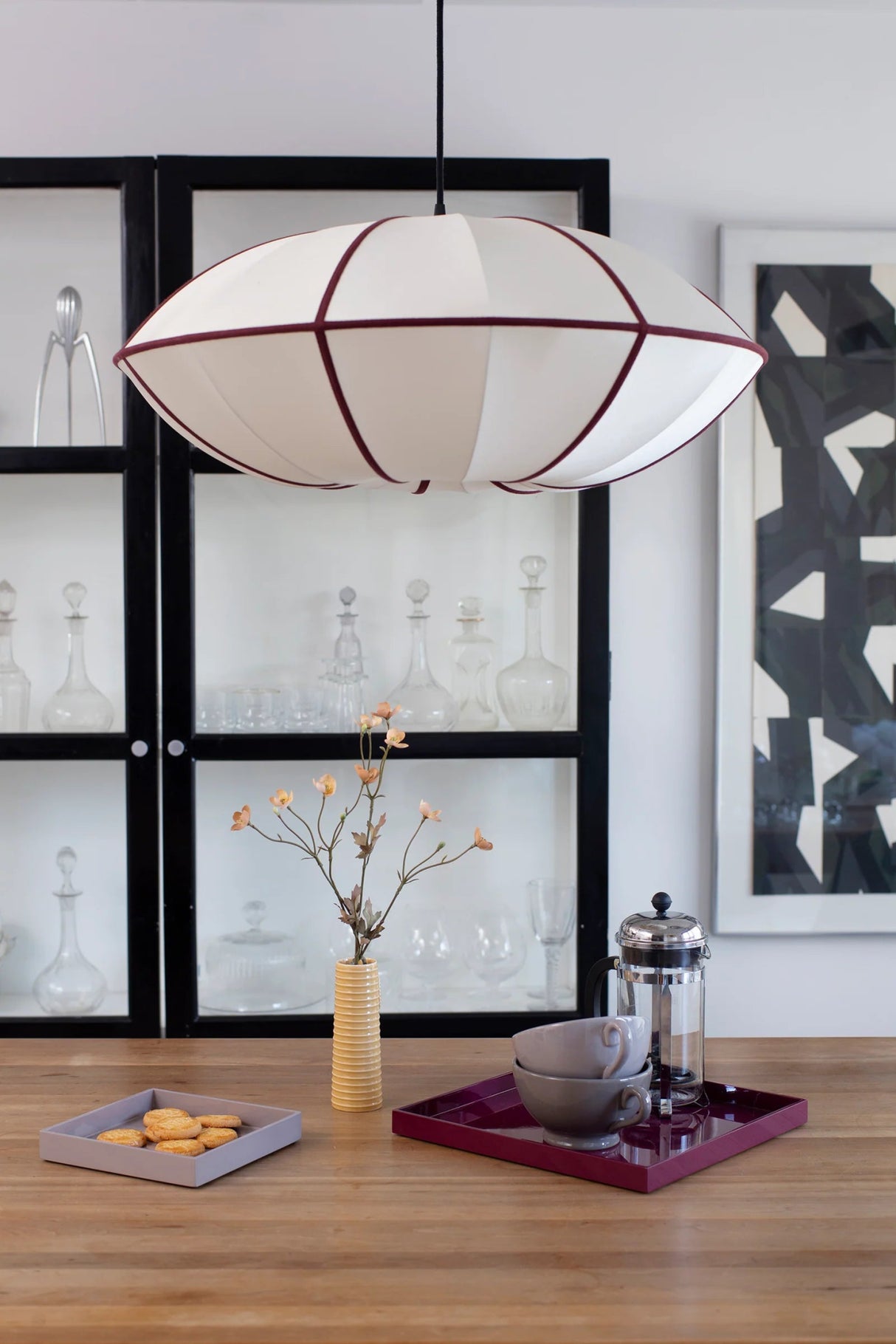 Lamp shade classic UFO | offwhite/bordeaux - Urban nest