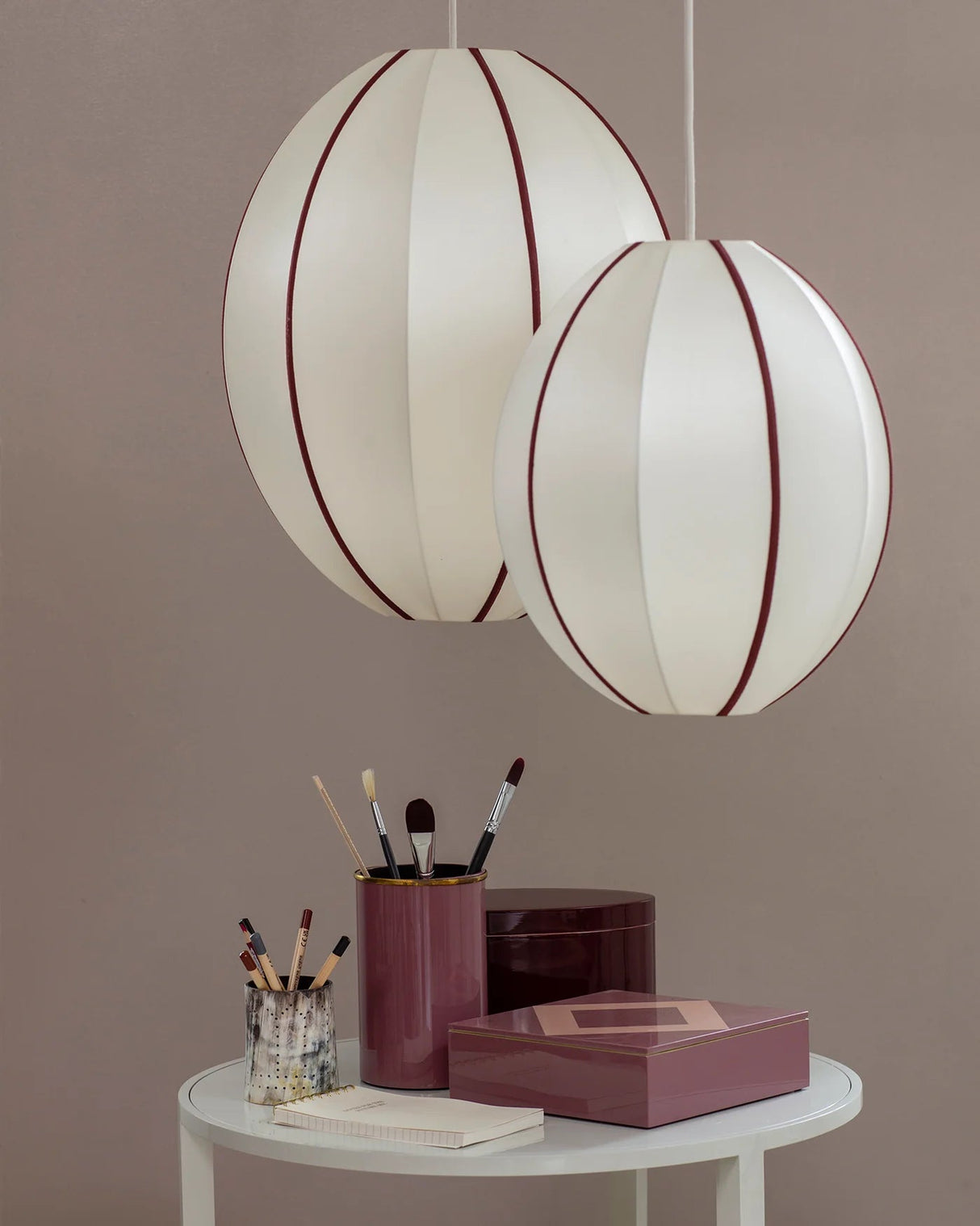 Lamp shade | offwhite/bordeaux oval - Urban nest