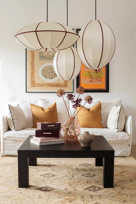 Lamp shade | offwhite/bordeaux oval - Urban nest