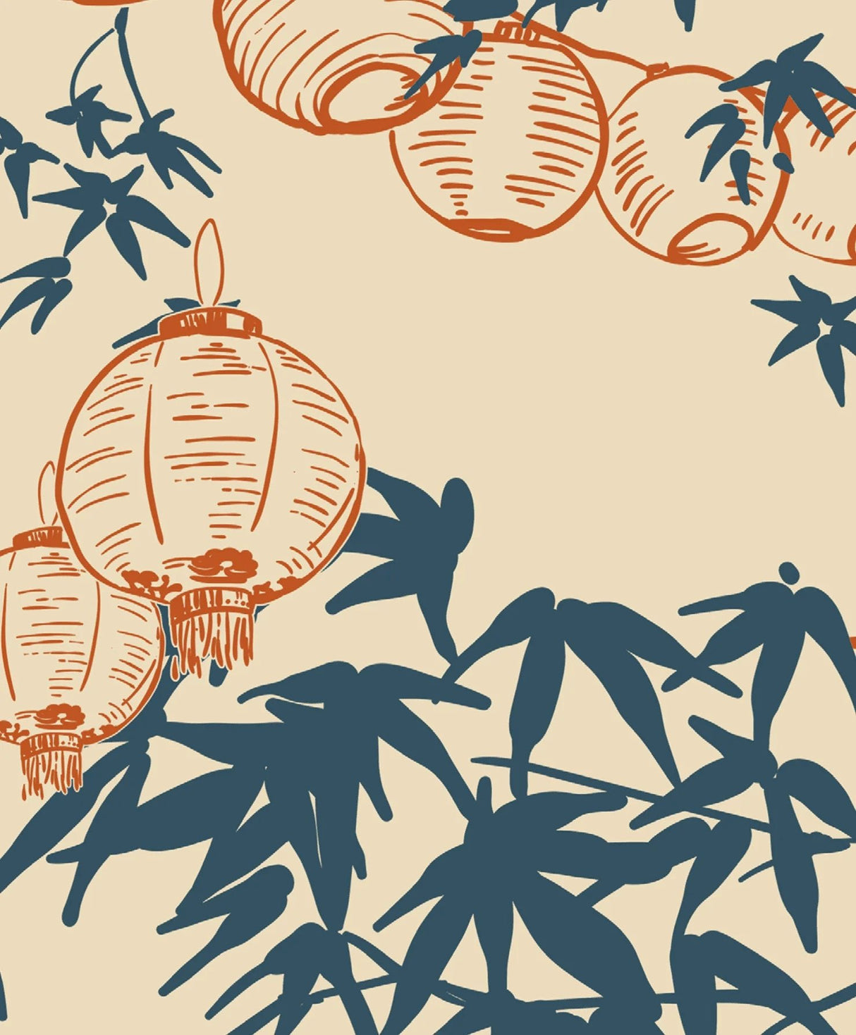 Lantern festival dark blue wallpaper - Urban nest