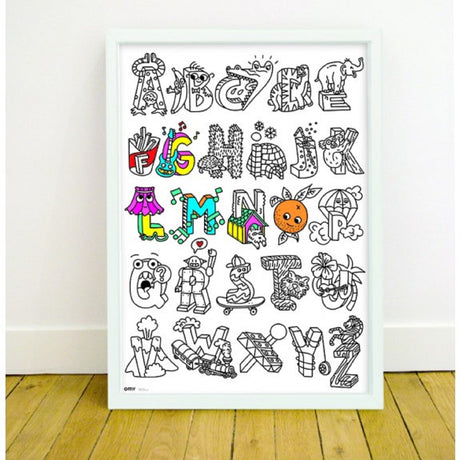 Large coloring poster - ABC - Urban nest
