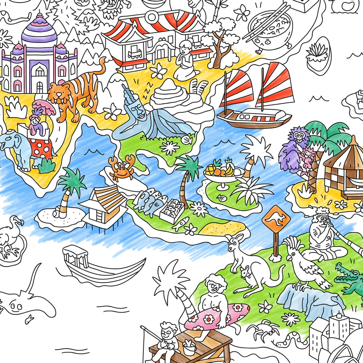 Large coloring poster - atlas - Urban nest