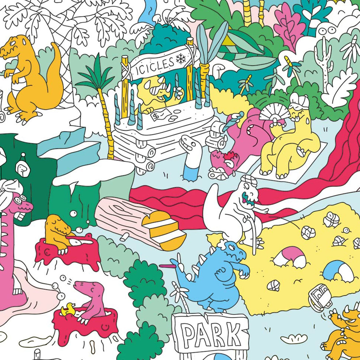 Large coloring poster - dinos - Urban nest