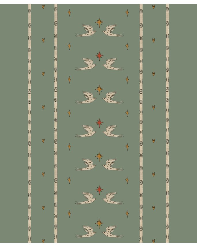 Lucky pigeon olive green wallpaper - Urban nest