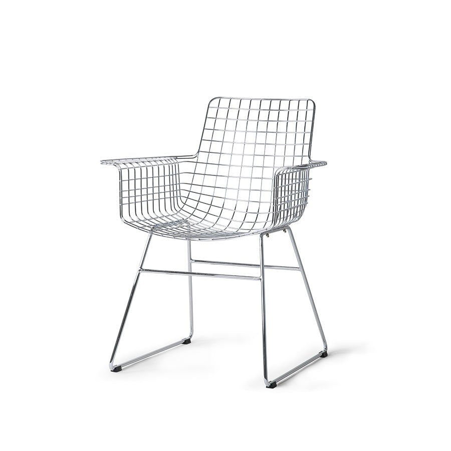 Metal wire chair with arms - silver - Urban nest