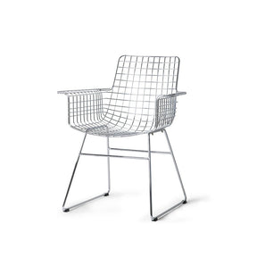 Metal wire chair with arms - silver - Urban nest