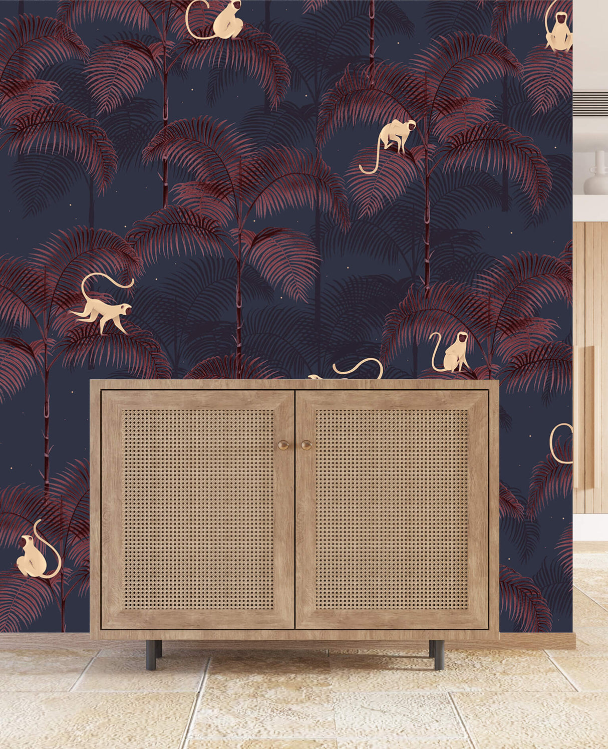 Monkey night red wallpaper - Urban nest