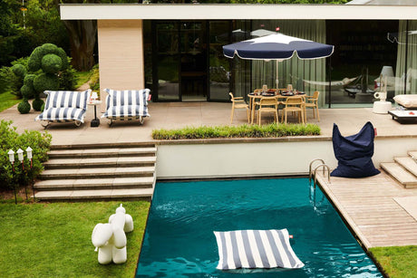 Original outdoor beanbag, stripe azur - Urban nest