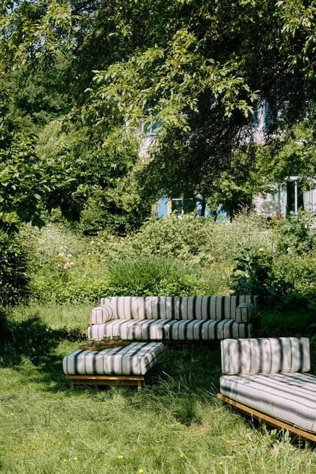 Outdoor hocker teak - chalkstripe - Urban nest