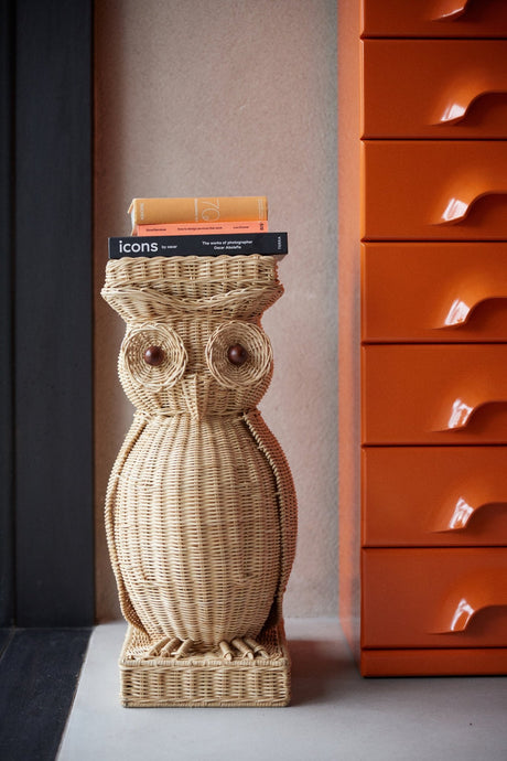 Rattan owl side table - Urban Nest