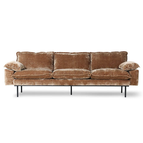 Retro sofa: 4-seats - corduroy velvet, aged gold - Urban nest