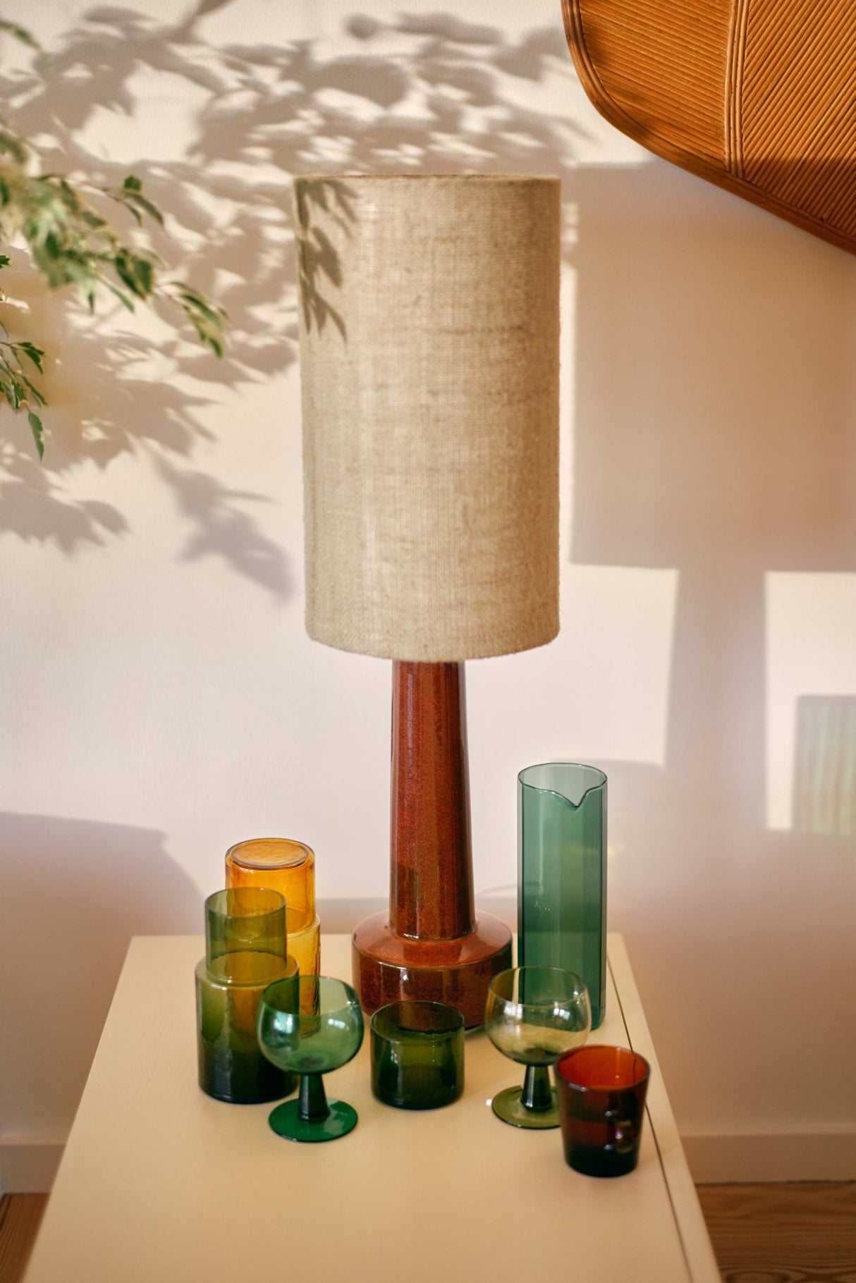 Retro stoneware lamp base - red - Urban nest