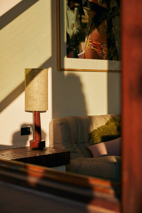 Retro stoneware lamp base - red - Urban nest