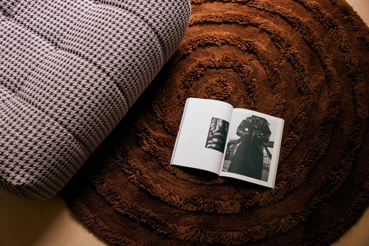 Round woolen rug mahogany - Urban nest