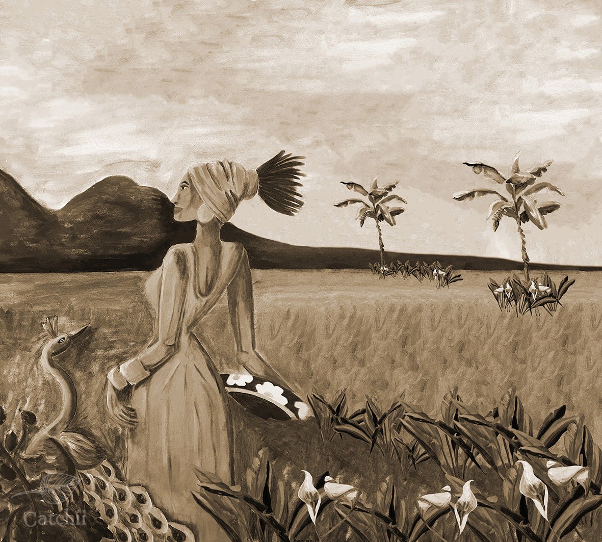Sunset lady wallpaper - Urban nest