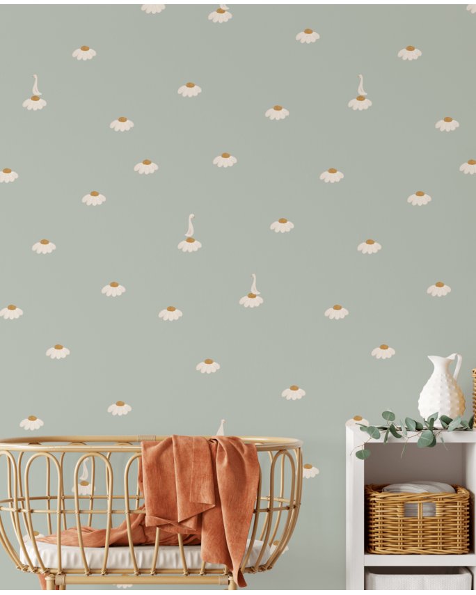 Sweet camomile green light wallpaper - Urban nest