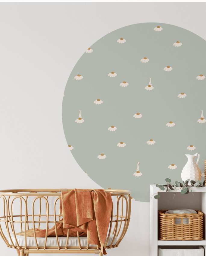 Sweet camomile green light wallpaper - Urban nest