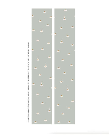 Sweet camomile green light wallpaper - Urban nest