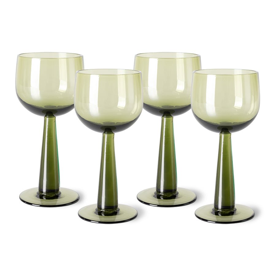 The emeralds: wine glass tall olive green, set of 4 - Urban nest