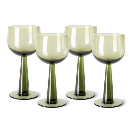 The emeralds: wine glass tall olive green, set of 4 - Urban nest