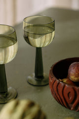 The emeralds: wine glass tall olive green, set of 4 - Urban nest