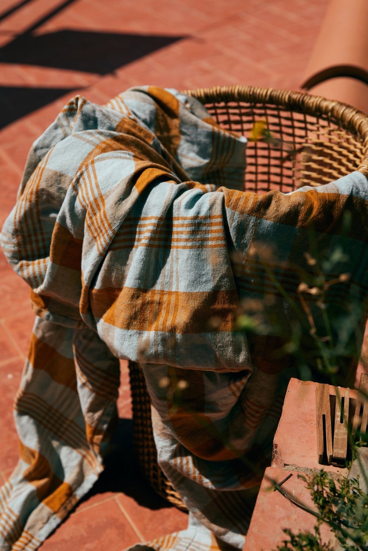Vida check table cloth amber/blue - Urban nest