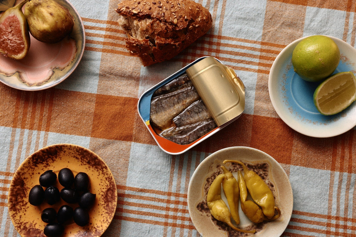 Vida check table cloth amber/blue - Urban nest
