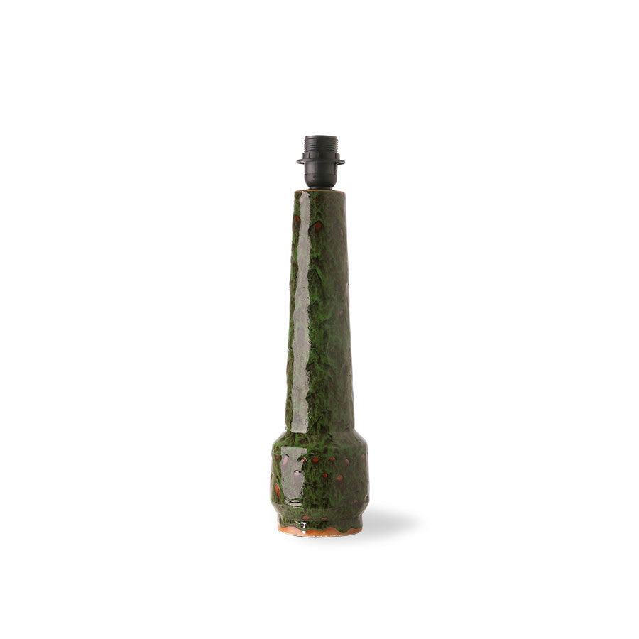 Retro stoneware lamp base green